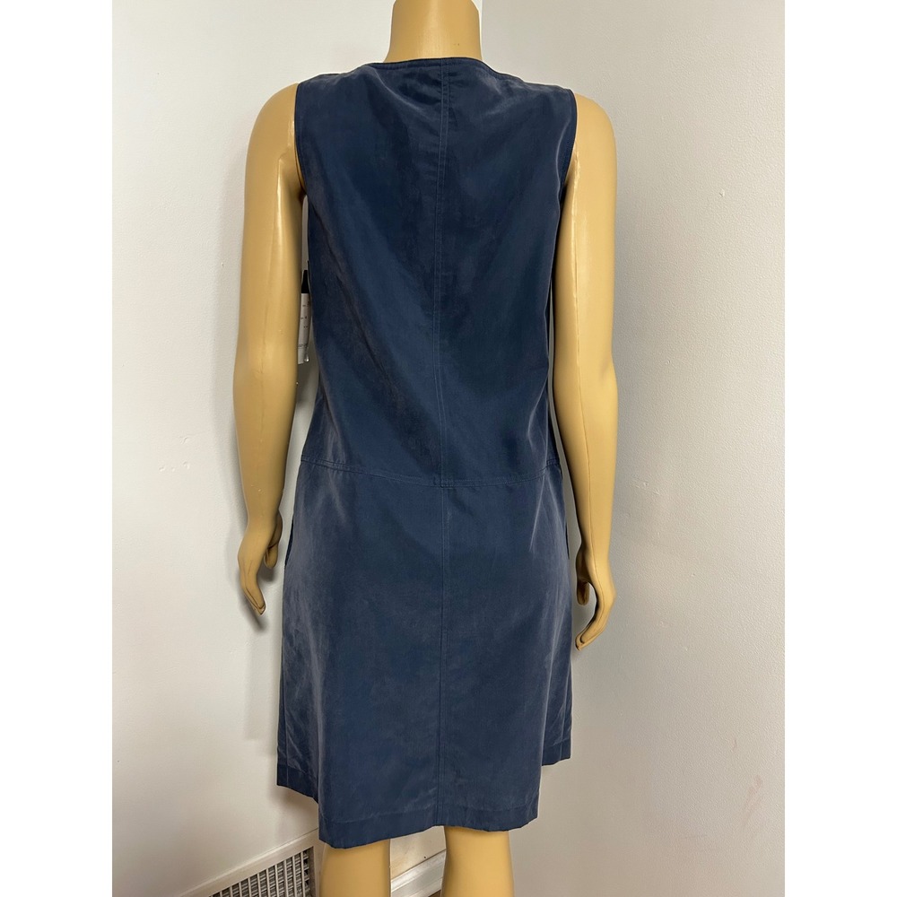 Maggy London Blue Faux Suede Button Front Shift Dress Sleeveless Sz 4 NWT - Picture 4 of 6